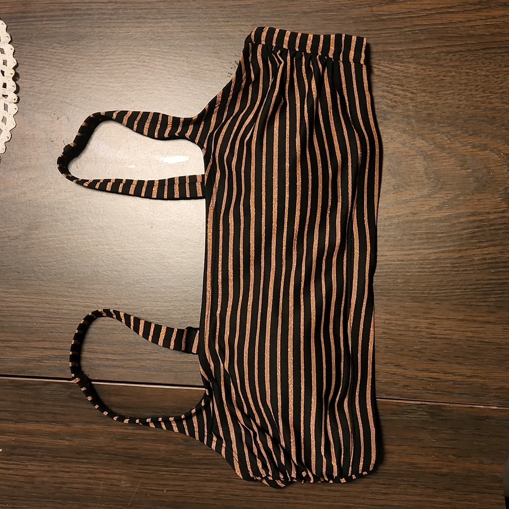Gold Striped Swim Top